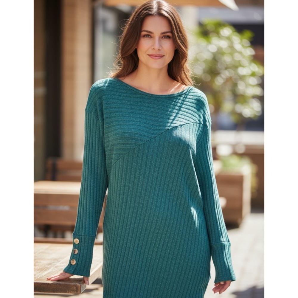 PerSeption Women 1X green tunic sweater lightweight